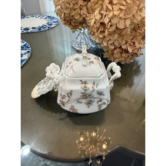 Antique Limoges Haviland Hand P Turquoise Color Floral Bouquet Tureen Good Cond. - Picture 2 of 6